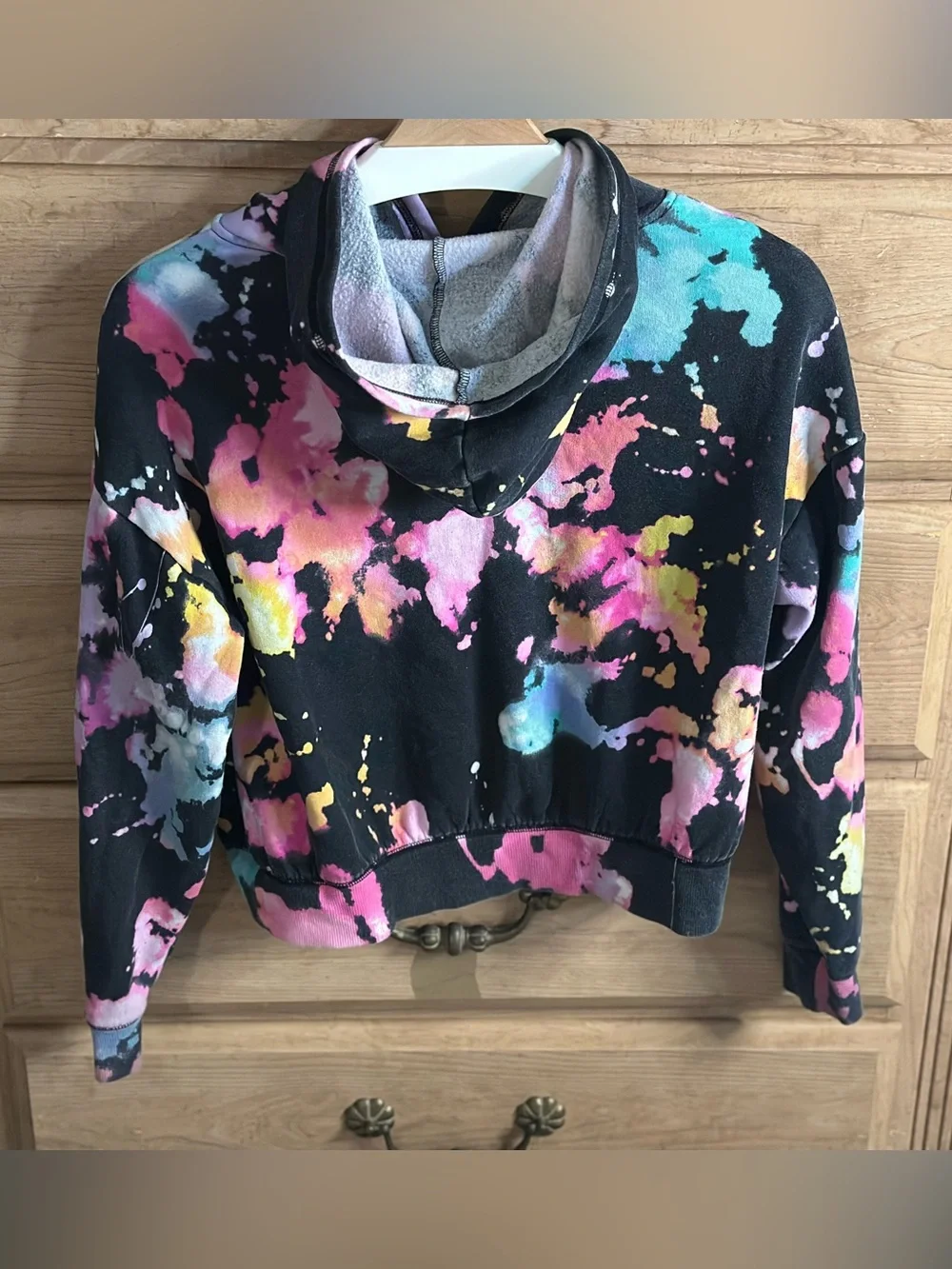 Justice | Girls' Black Baggy Tie-Dye Peace Logo Hoodie | Size Large